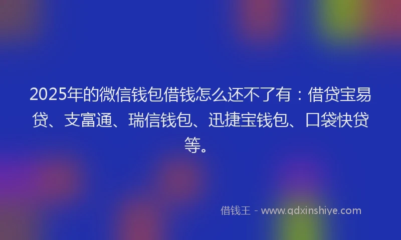 2025年的微信钱包借钱怎么还不了有：借贷宝易贷、支富通、瑞信钱包、迅捷宝钱包、口袋快贷等。