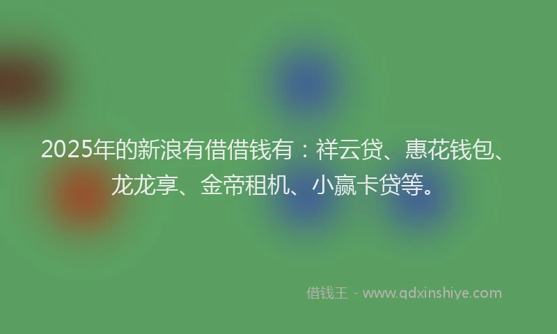 2025年的新浪有借借钱有：祥云贷、惠花钱包、龙龙享、金帝租机、小赢卡贷等。