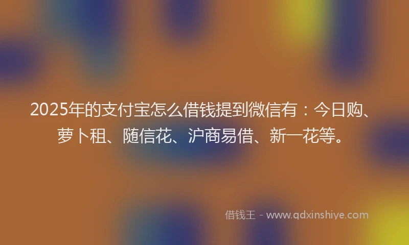 2025年的支付宝怎么借钱提到微信有：今日购、萝卜租、随信花、沪商易借、新一花等。