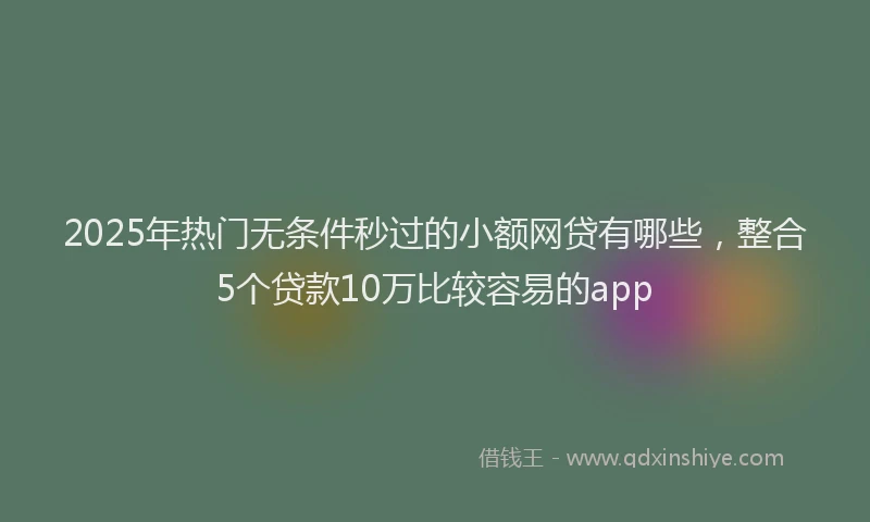 2025年热门无条件秒过的小额网贷有哪些，整合5个贷款10万比较容易的app