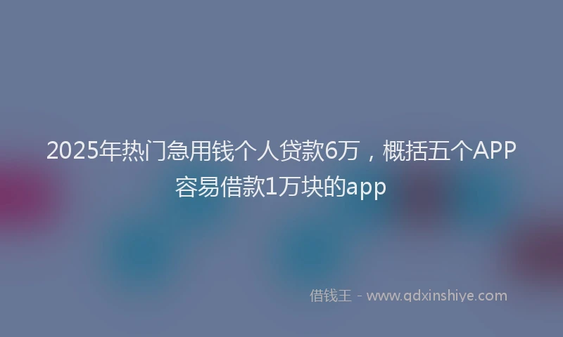 2025年热门急用钱个人贷款6万，概括五个APP容易借款1万块的app