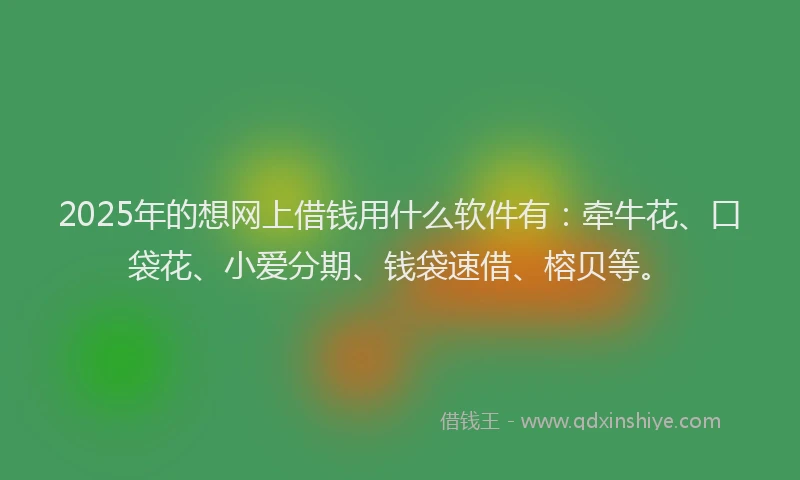 2025年的想网上借钱用什么软件有：牵牛花、口袋花、小爱分期、钱袋速借、榕贝等。