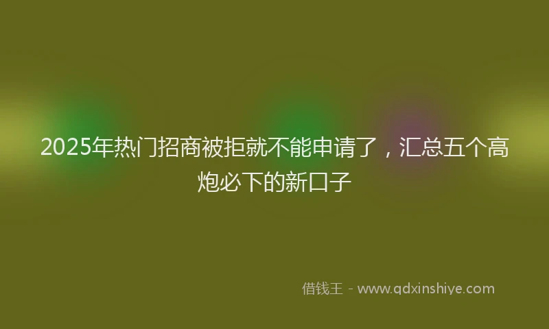2025年热门招商被拒就不能申请了，汇总五个高炮必下的新口子