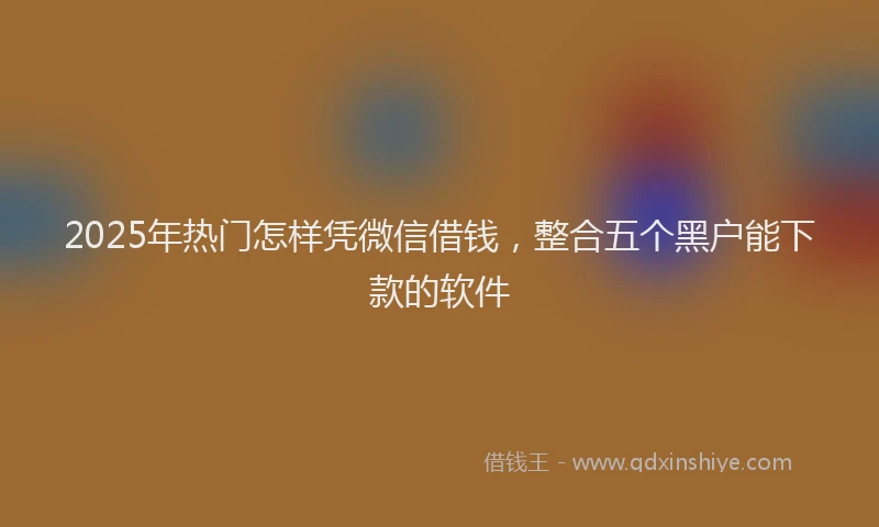 2025年热门怎样凭微信借钱，整合五个黑户能下款的软件