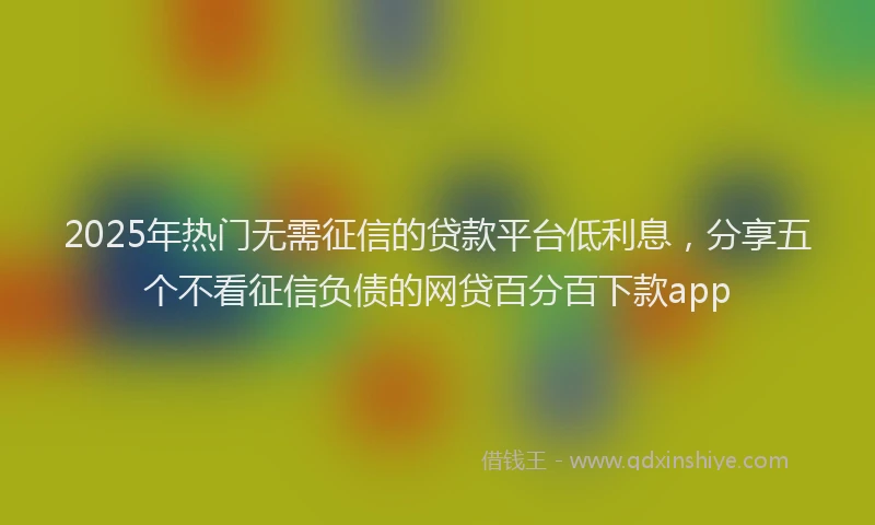 2025年热门无需征信的贷款平台低利息，分享五个不看征信负债的网贷百分百下款app