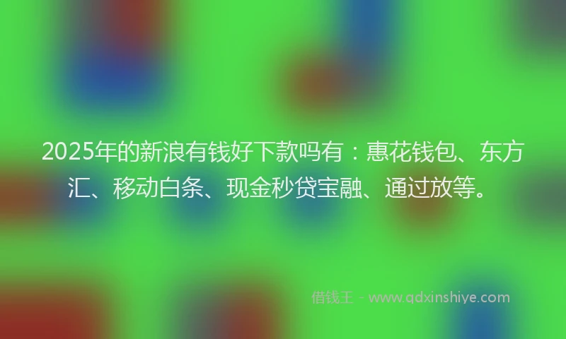 2025年的新浪有钱好下款吗有：惠花钱包、东方汇、移动白条、现金秒贷宝融、通过放等。