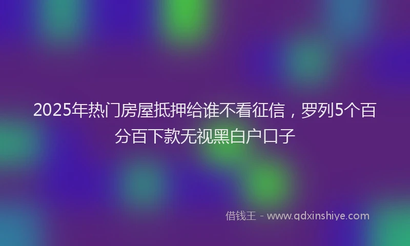 2025年热门房屋抵押给谁不看征信，罗列5个百分百下款无视黑白户口子