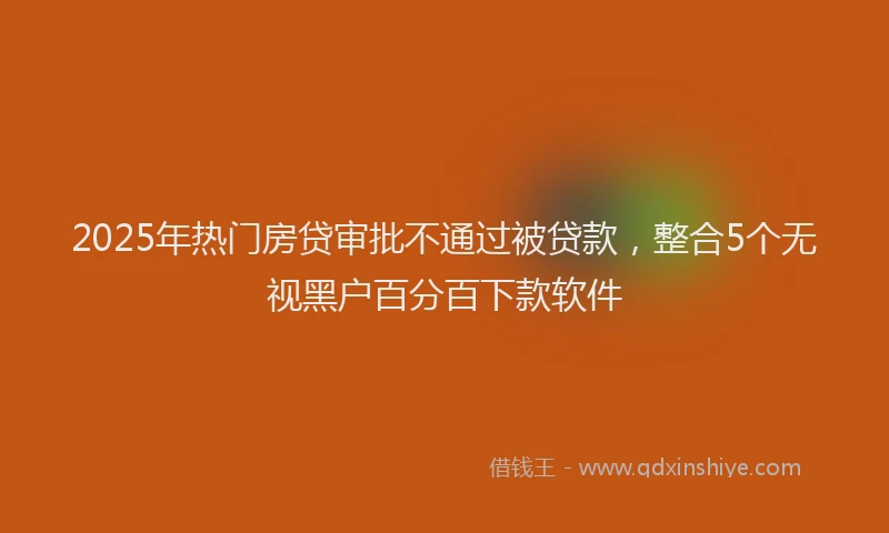 2025年热门房贷审批不通过被贷款，整合5个无视黑户百分百下款软件