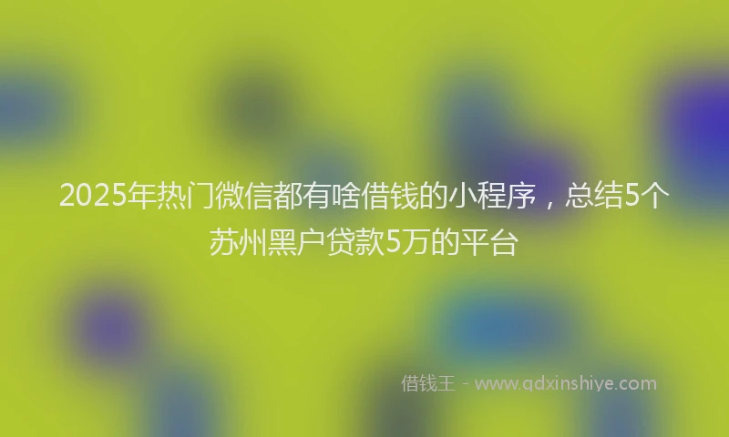2025年热门微信都有啥借钱的小程序，总结5个苏州黑户贷款5万的平台