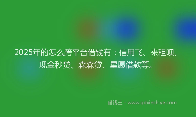 2025年的怎么跨平台借钱有：信用飞、来租呗、现金秒贷、森森贷、星愿借款等。