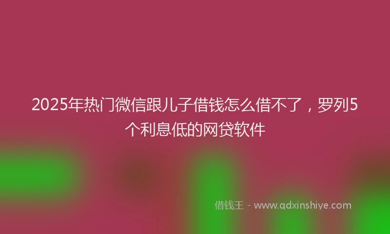2025年热门微信跟儿子借钱怎么借不了，罗列5个利息低的网贷软件