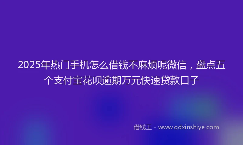 2025年热门手机怎么借钱不麻烦呢微信，盘点五个支付宝花呗逾期万元快速贷款口子