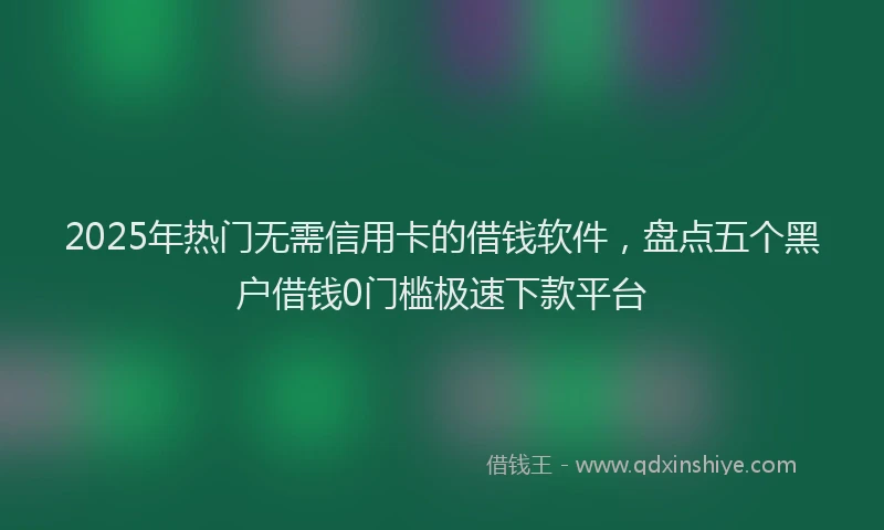 2025年热门无需信用卡的借钱软件，盘点五个黑户借钱0门槛极速下款平台