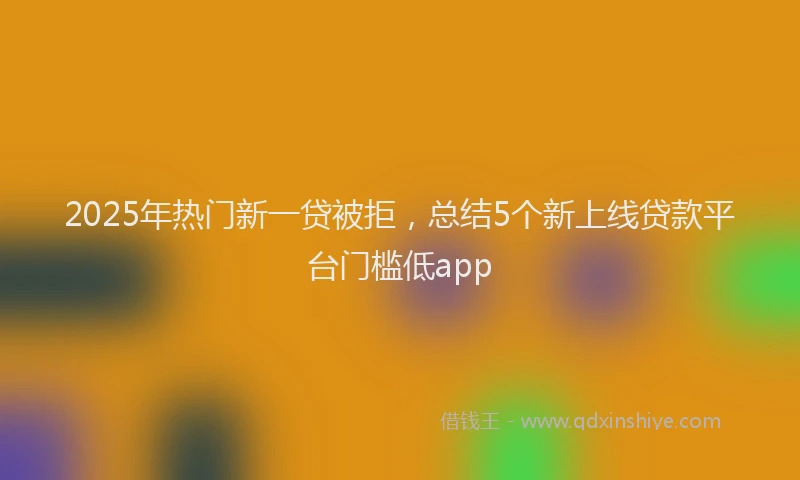 2025年热门新一贷被拒，总结5个新上线贷款平台门槛低app