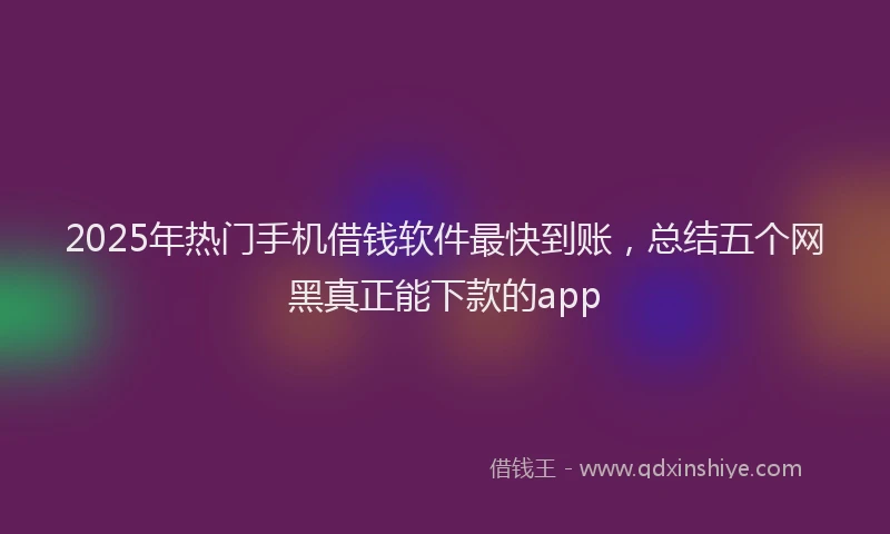 2025年热门手机借钱软件最快到账，总结五个网黑真正能下款的app