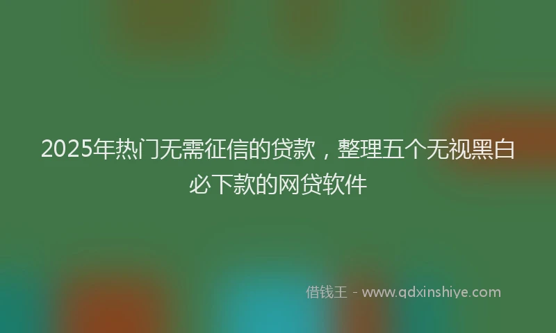 2025年热门无需征信的贷款，整理五个无视黑白必下款的网贷软件