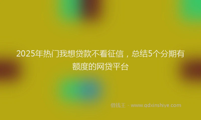 2025年热门我想贷款不看征信，总结5个分期有额度的网贷平台