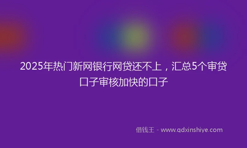 2025年热门新网银行网贷还不上，汇总5个审贷口子审核加快的口子
