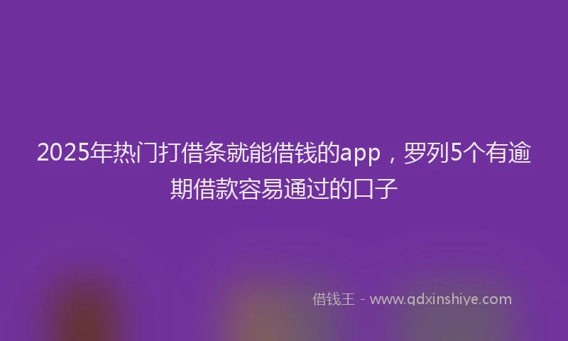 2025年热门打借条就能借钱的app，罗列5个有逾期借款容易通过的口子