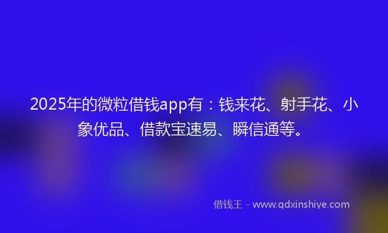 2025年的微粒借钱app有：钱来花、射手花、小象优品、借款宝速易、瞬信通等。
