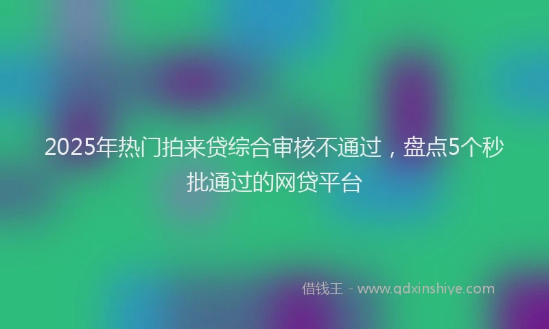 2025年热门拍来贷综合审核不通过，盘点5个秒批通过的网贷平台
