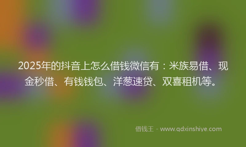 2025年的抖音上怎么借钱微信有：米族易借、现金秒借、有钱钱包、洋葱速贷、双喜租机等。