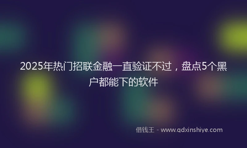 2025年热门招联金融一直验证不过，盘点5个黑户都能下的软件