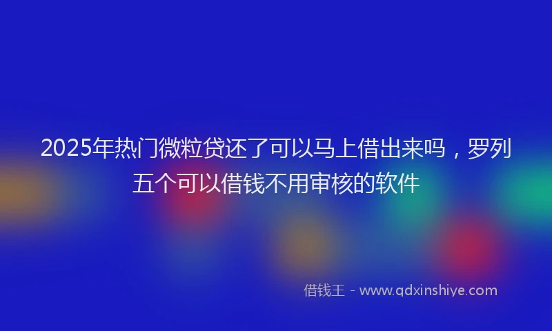 2025年热门微粒贷还了可以马上借出来吗，罗列五个可以借钱不用审核的软件