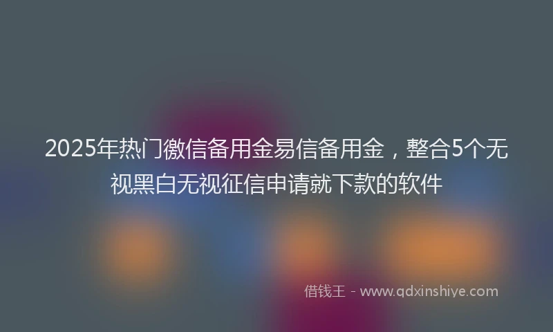 2025年热门徼信备用金易信备用金，整合5个无视黑白无视征信申请就下款的软件