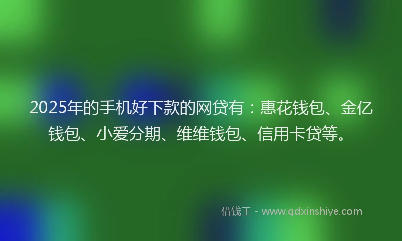 2025年的手机好下款的网贷有：惠花钱包、金亿钱包、小爱分期、维维钱包、信用卡贷等。