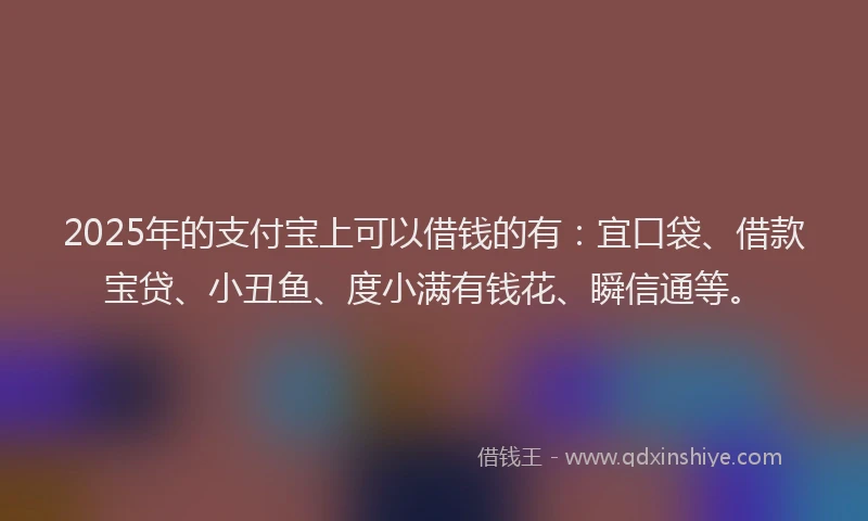 2025年的支付宝上可以借钱的有：宜口袋、借款宝贷、小丑鱼、度小满有钱花、瞬信通等。