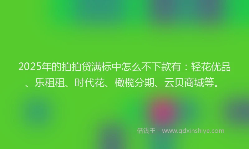 2025年的拍拍贷满标中怎么不下款有：轻花优品、乐租租、时代花、橄榄分期、云贝商城等。