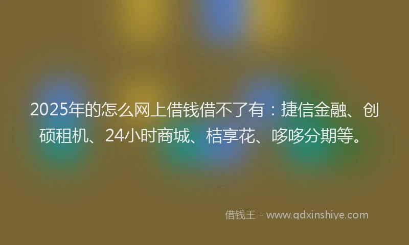 2025年的怎么网上借钱借不了有：捷信金融、创硕租机、24小时商城、桔享花、哆哆分期等。