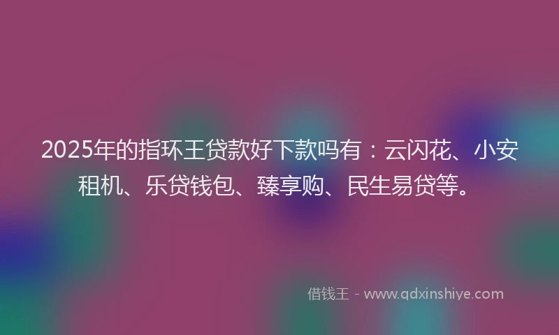 2025年的指环王贷款好下款吗有：云闪花、小安租机、乐贷钱包、臻享购、民生易贷等。