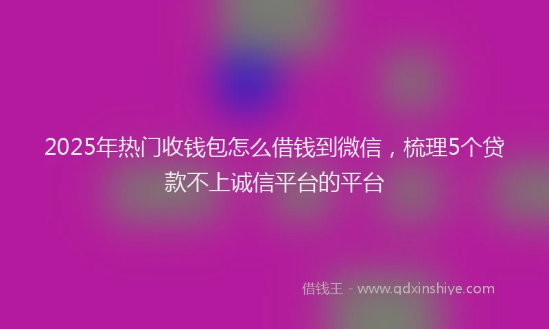 2025年热门收钱包怎么借钱到微信，梳理5个贷款不上诚信平台的平台