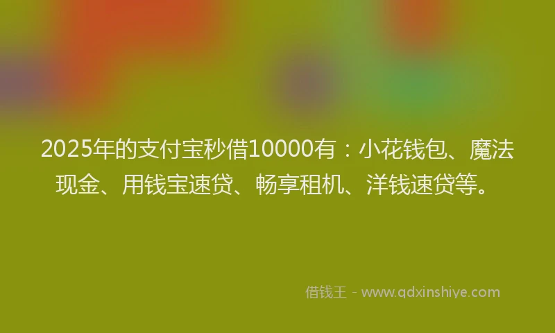 2025年的支付宝秒借10000有：小花钱包、魔法现金、用钱宝速贷、畅享租机、洋钱速贷等。