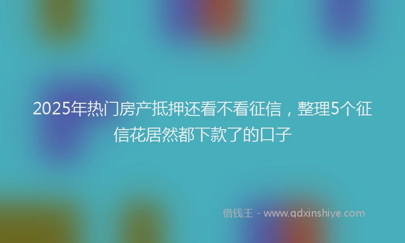 2025年热门房产抵押还看不看征信，整理5个征信花居然都下款了的口子