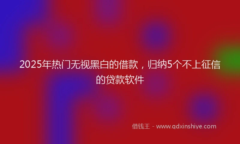 2025年热门无视黑白的借款，归纳5个不上征信的贷款软件