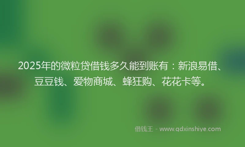 2025年的微粒贷借钱多久能到账有：新浪易借、豆豆钱、爱物商城、蜂狂购、花花卡等。