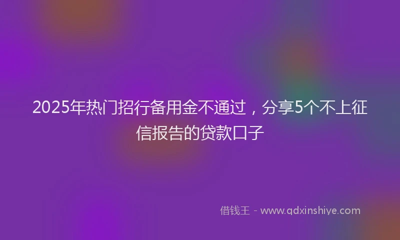 2025年热门招行备用金不通过，分享5个不上征信报告的贷款口子