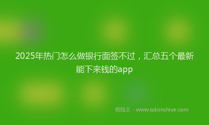 2025年热门怎么做银行面签不过，汇总五个最新能下来钱的app