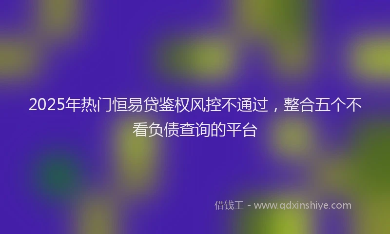 2025年热门恒易贷鉴权风控不通过，整合五个不看负债查询的平台