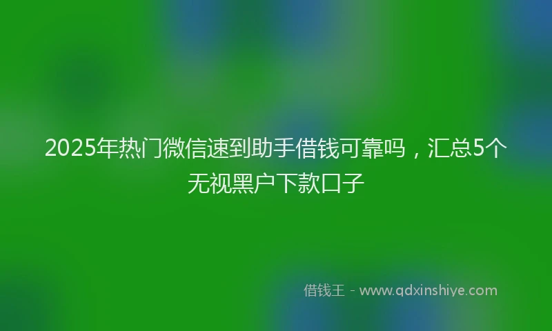2025年热门微信速到助手借钱可靠吗，汇总5个无视黑户下款口子