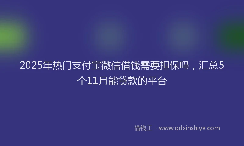 2025年热门支付宝微信借钱需要担保吗，汇总5个11月能贷款的平台