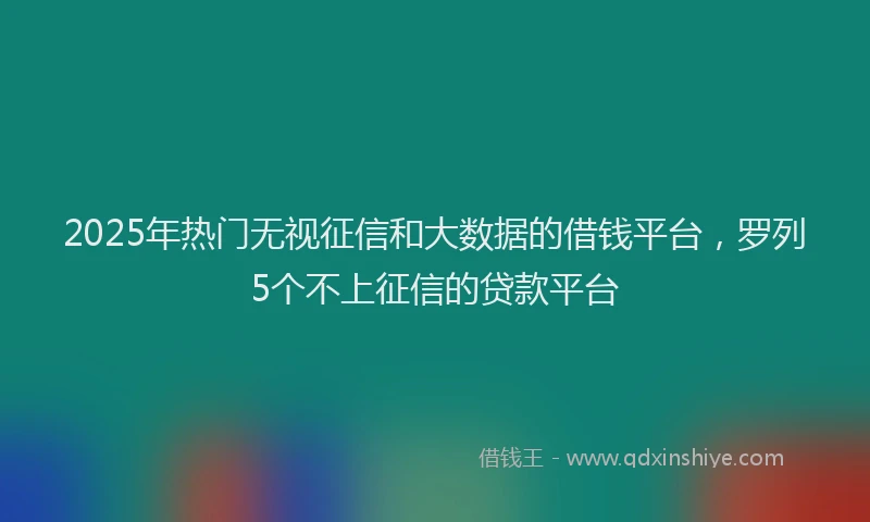 2025年热门无视征信和大数据的借钱平台，罗列5个不上征信的贷款平台