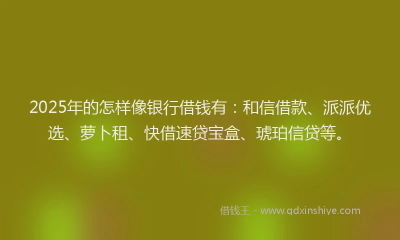 2025年的怎样像银行借钱有：和信借款、派派优选、萝卜租、快借速贷宝盒、琥珀信贷等。
