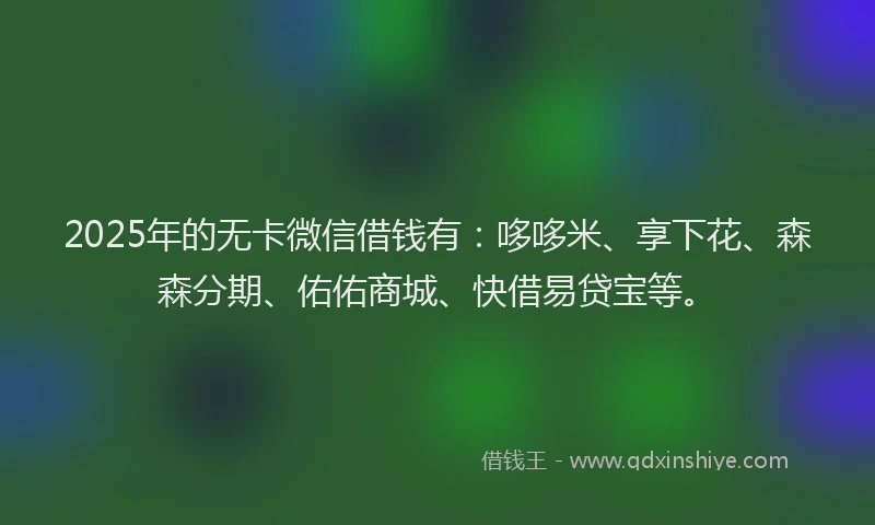 2025年的无卡微信借钱有：哆哆米、享下花、森森分期、佑佑商城、快借易贷宝等。
