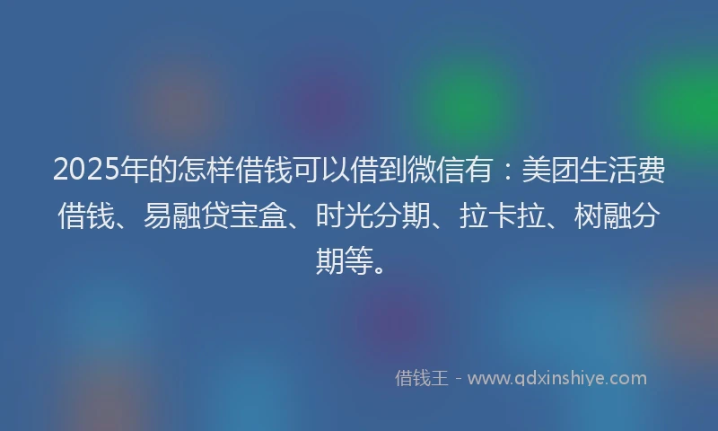 2025年的怎样借钱可以借到微信有：美团生活费借钱、易融贷宝盒、时光分期、拉卡拉、树融分期等。