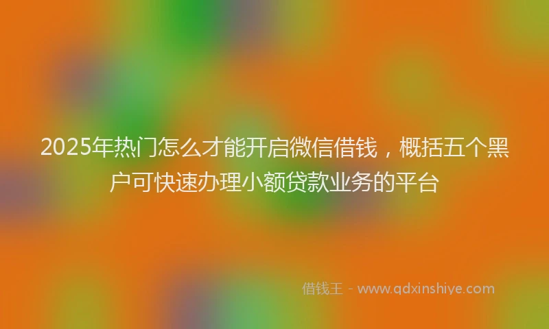 2025年热门怎么才能开启微信借钱，概括五个黑户可快速办理小额贷款业务的平台