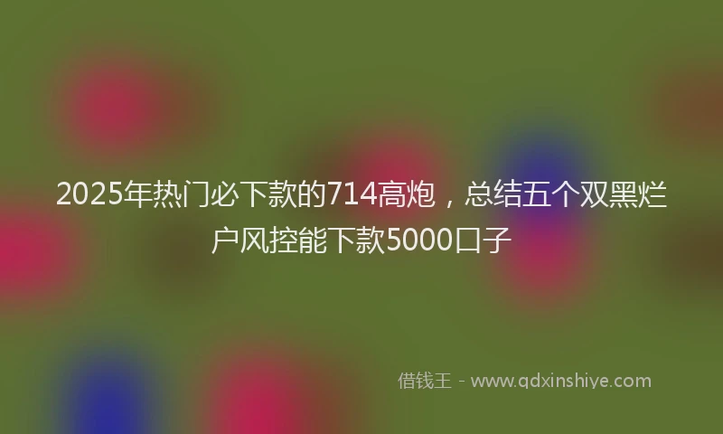 2025年热门必下款的714高炮，总结五个双黑烂户风控能下款5000口子